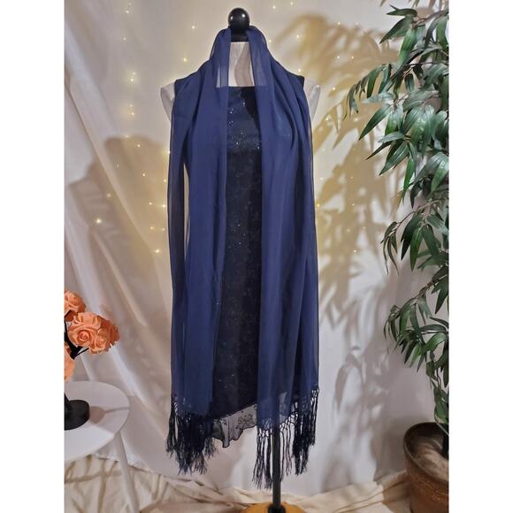 Vtg City Triangles 90s Floral Sparkle Asymmetrical Ruffle Dress Size M w/Scarf - Picture 2 of 16